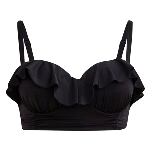 ❤️NWT VINTAGE TORRID UNDERWIRE SWIM TOP RUFFLE BLACK - PLUS SIZE - Picture 9 of 11